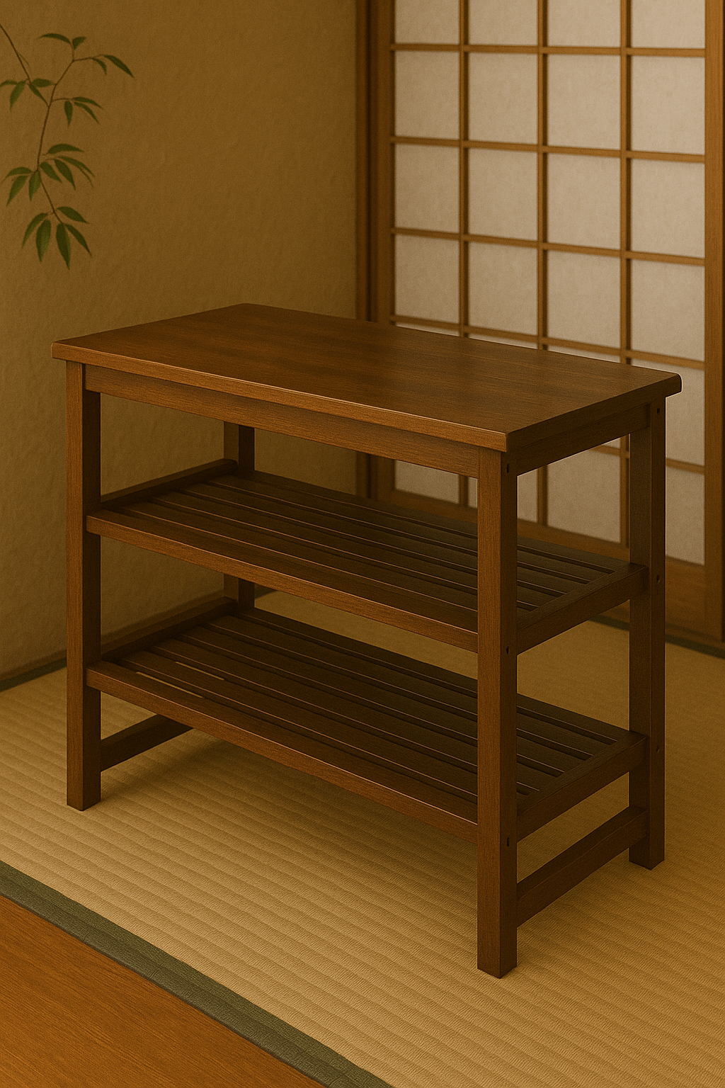 Rak Sepatu Kayu 3 Tingkat